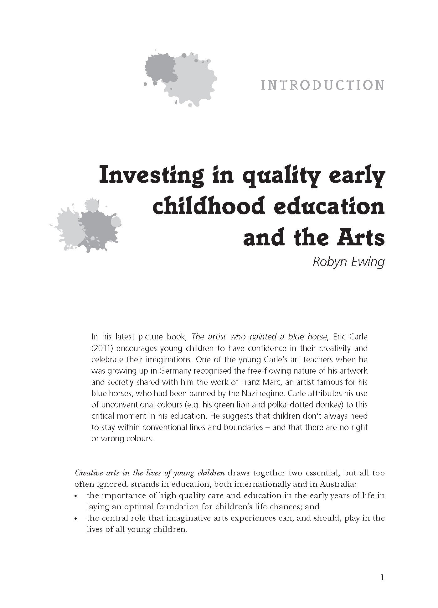 Creative Arts in the Lives of Young Children